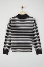 Wardrobe Essentials Siyah Premium/Özel İplik Polo Yaka Triko Kazak | TWOAW26KZ00060