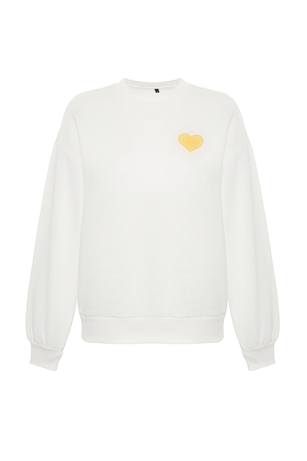 Trendyolmilla Ekru Kalın İçi Polarlı Göğüs ve Sırt Kabartma Baskılı Oversize Örme Sweatshirt TWOAW24SW00226