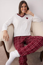 Trendyolmilla Siyah %100 Pamuklu Kalpli Ekoseli Örme Pijama Takımı THMAW26PT00063