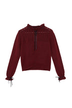 Trendyolmilla Bordo Yumuşak Dokulu Ajurlu/Delikli Kurdele/Fiyonk Detaylı Triko Kazak TWOAW21KZ2355