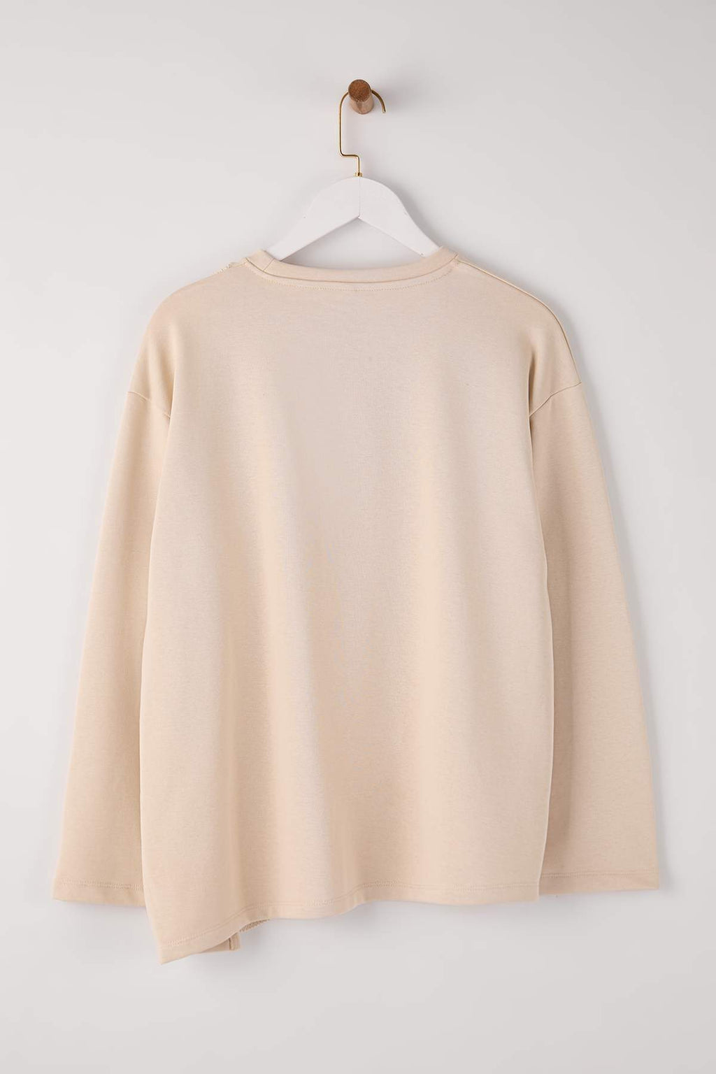 Taş Triko Detaylı Bisiklet Yaka Relaxed Örme Sweatshirt TWOAW26SW00076