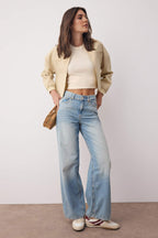 Mavi Yüksek Bel Mevsimlik İnce Dökümlü Wide Leg/Geniş Paça Jeans TWOAW26JE00179