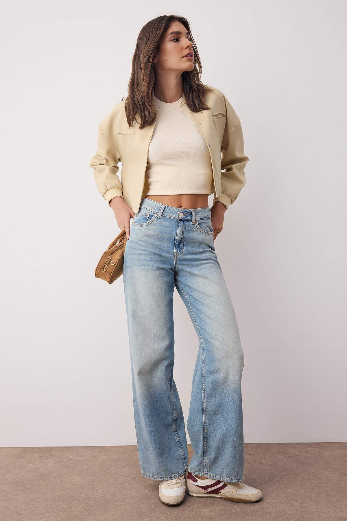 Mavi Yüksek Bel Mevsimlik İnce Dökümlü Wide Leg/Geniş Paça Jeans TWOAW26JE00179