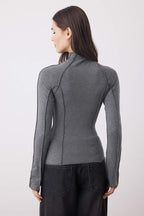 Antrasit Nervür Dikişli Fitted/Vücuda Oturan Örme Bluz TWOAW26BZ00178