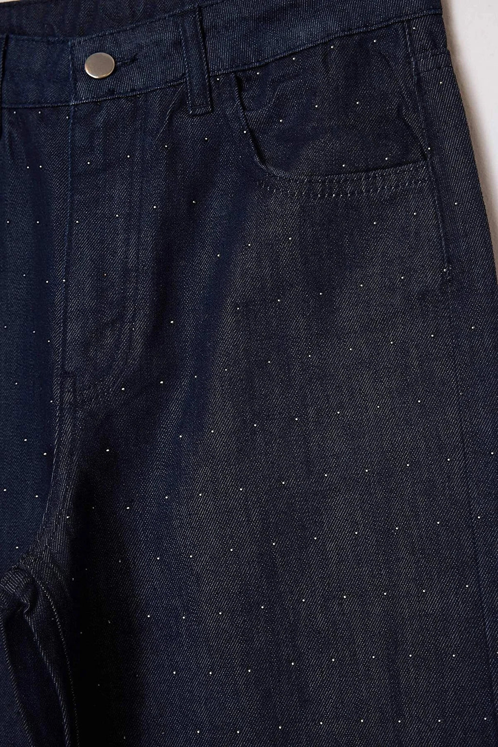Koyu Mavi %100 Pamuk Taşlı Uzun Boy Yüksek Bel Raw Wide Leg Jeans TWOSS26JE00072