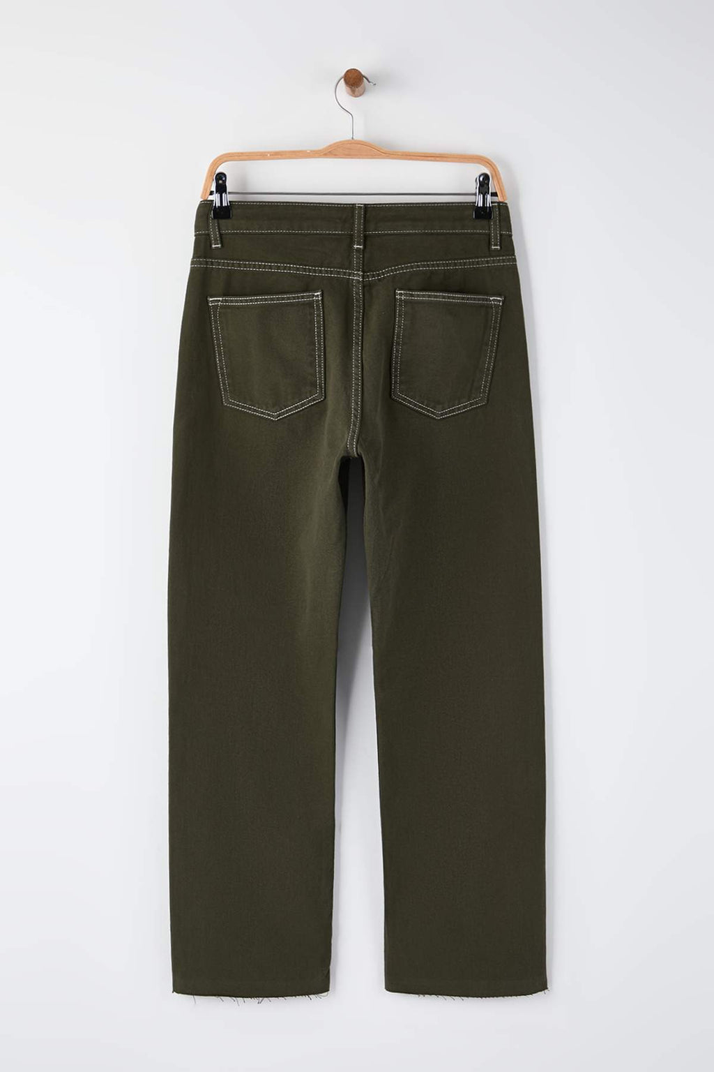 Trendyolmilla Haki Paçası Kesikli Yüksek Bel Straight Jeans TWOAW25JE00307