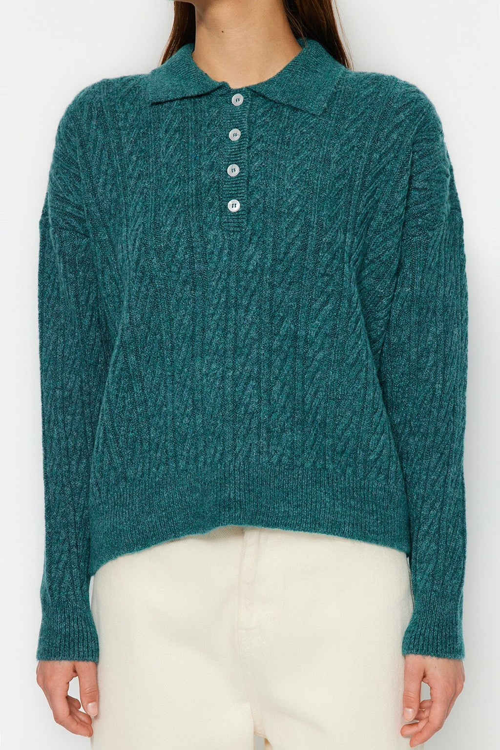 Trendyolmilla Mavi Geniş Kalıp Yumuşak Dokulu Triko Kazak TWOAW21KZ2635