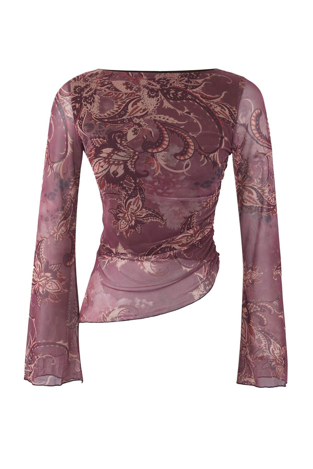 Trendyolmilla Ekru Soyut Animal Kayık Yaka Asimetrik Detaylı Fitted/vücuda Oturan Örme Bluz TWOAW26BZ00128