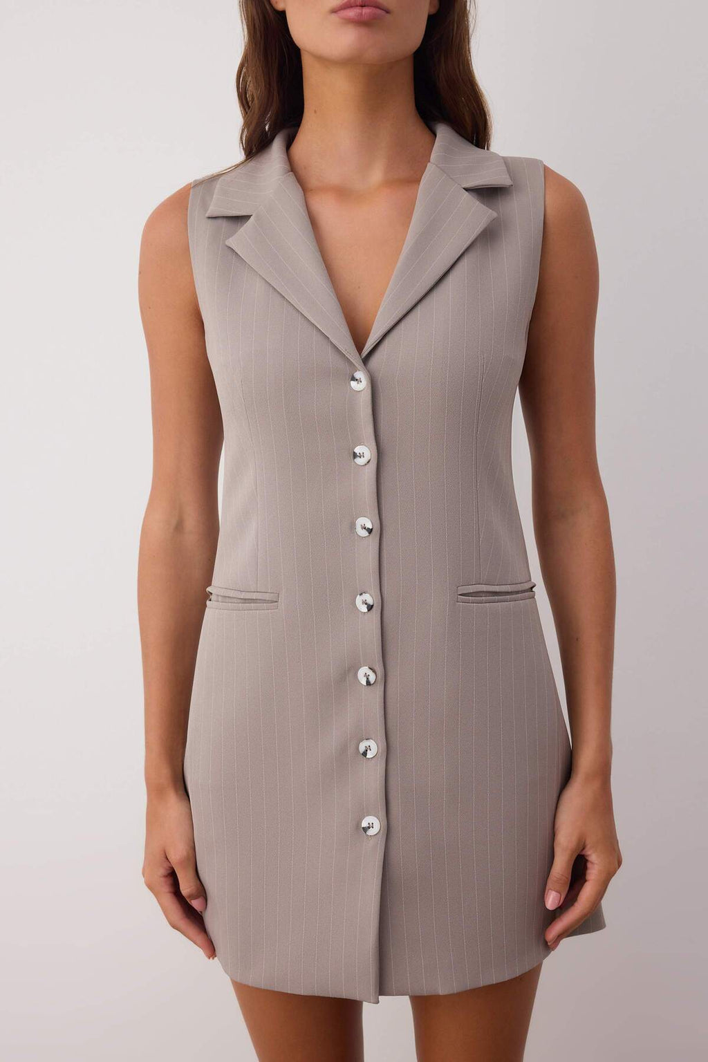 Trendyolmilla Siyah Çizgili Kısa / Mini Dokuma Ceket Elbise TWOAW26EL00120