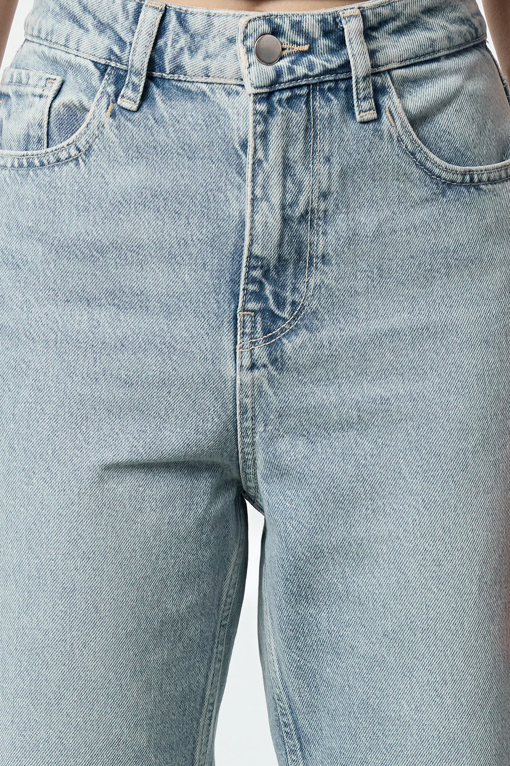 Trendyolmilla Haki Paçası Kesikli Yüksek Bel Straight Jeans TWOAW25JE00307