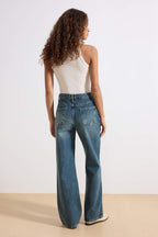 Trendyolmilla Mavi Soluk Efekt Vintage Yüksek Bel Wide Leg Geniş Paça %100 Pamuk Non-Stretch Jeans TWOAW24JE00089
