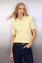 Trendyolmilla Sarı Polo Yaka Premium İplik / Özel İplik Triko İnce Bluz TWOSS25BZ00184