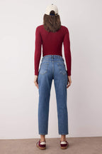 Trendyolmilla Siyah Yüksek Bel Mom %100 pamuk Non-Stretch Jeans TWOAW26JE00159