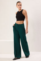 Trendyolmilla Açık Mavi Wide Leg/Geniş Paça Pilili Dokuma Kumaş Pantolon TWOSS21PL0189