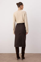 Kahverengi Denim Midi Etek TWOAW26ET00140