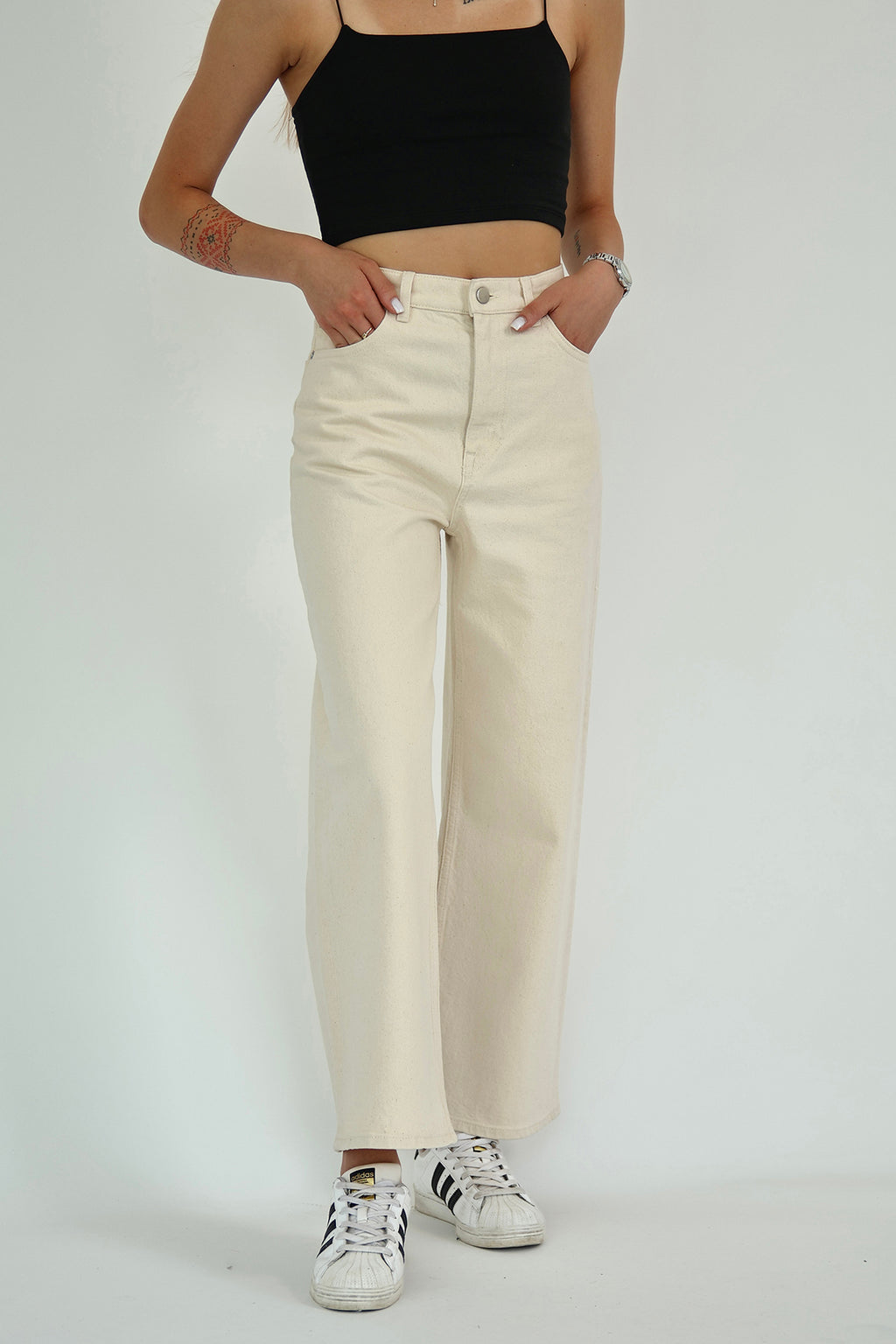Trendyolmilla Vizon Yüksek Bel Bilek Boy Culotte %100 Pamuklu Jeans TWOAW26JE00190