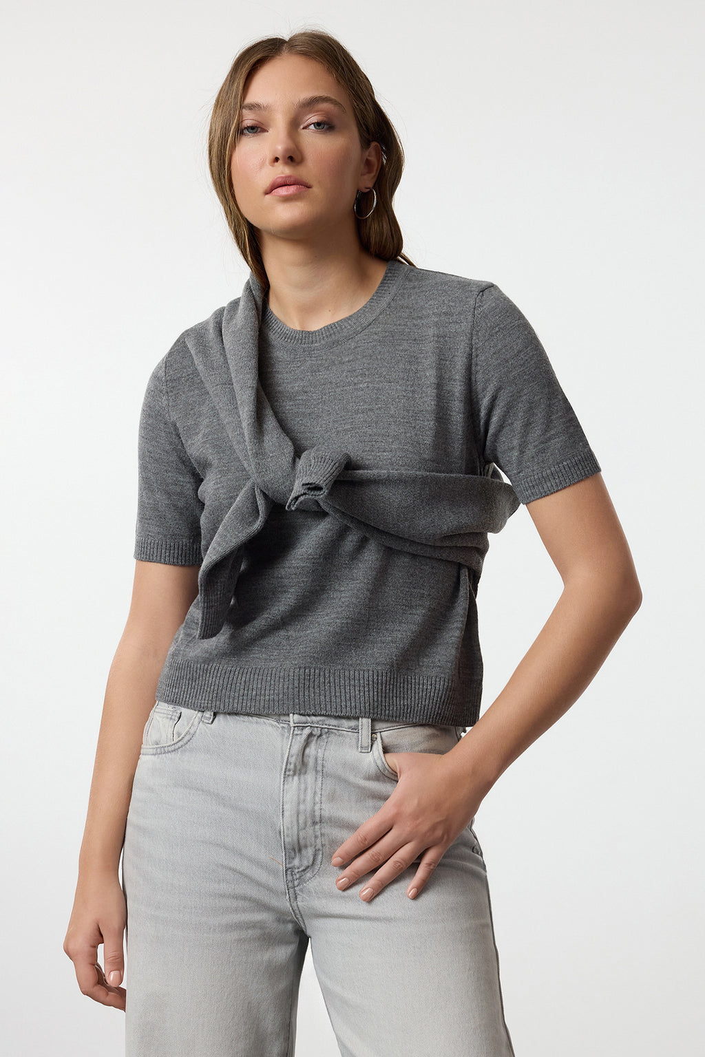 Trendyolmilla Haki Basic Hırka-Bluz Triko Hırka TWOAW25HI00216