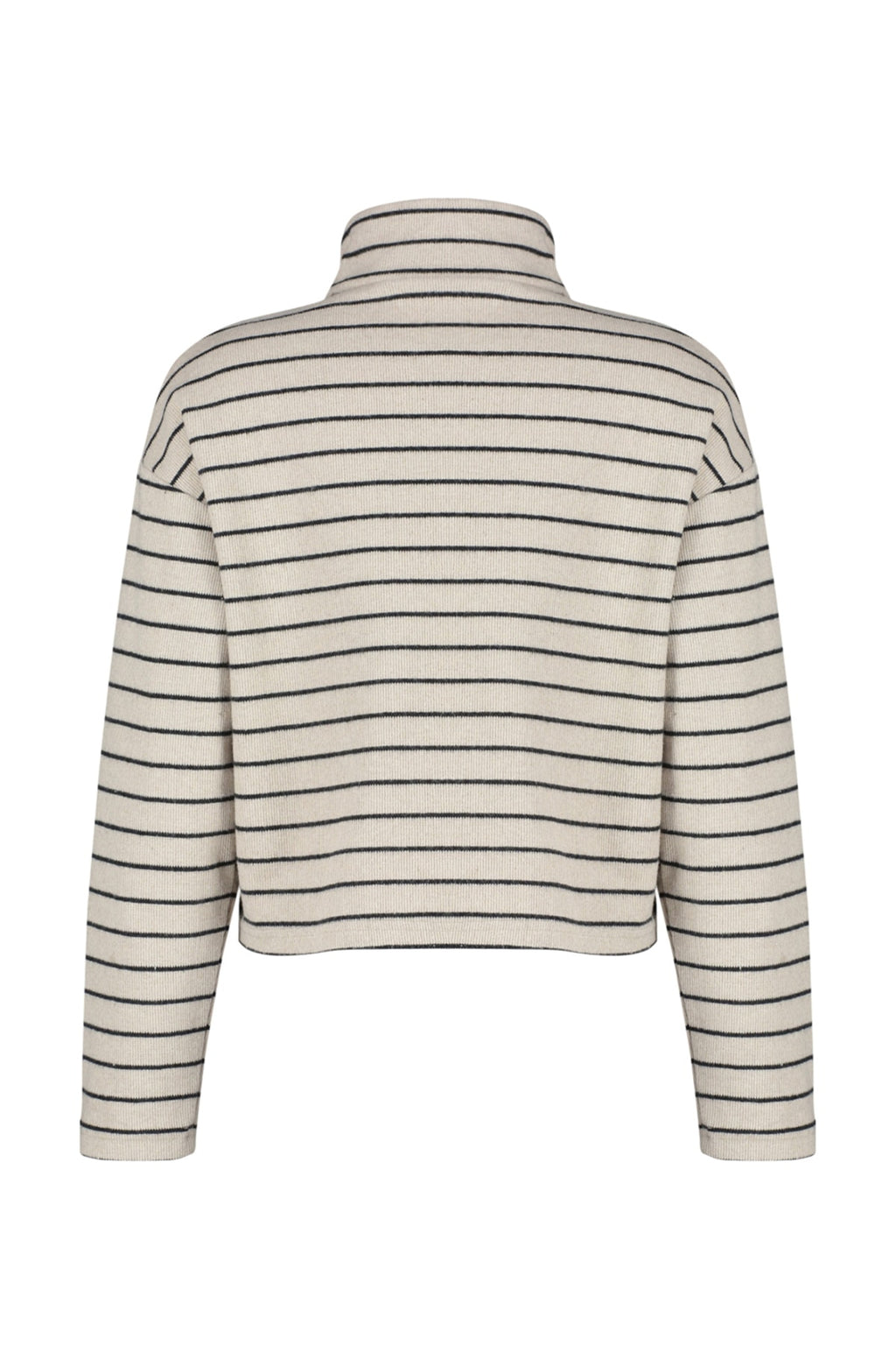 Açık Bej Çizgili Selanik Fermuarlı Dik Yaka Regular/Normal Kalıp Örme Sweatshirt TWOAW22SW0732