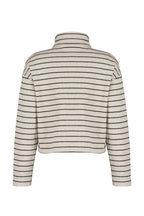 Açık Bej Çizgili Selanik Fermuarlı Dik Yaka Regular/Normal Kalıp Örme Sweatshirt TWOAW22SW0732