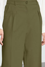 Açık Haki Pilili Wide Leg/Geniş Paça Pantolon TWOAW25PL00109 Palazzo