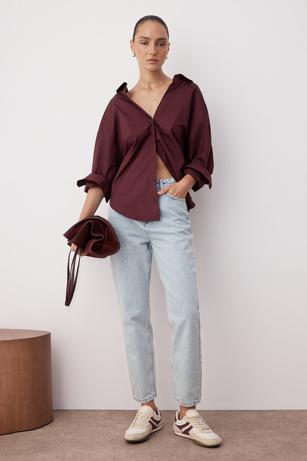 Açık Mavi Yüksek Bel Mom %100 Pamuk Non-Stretch Jeans TWOSS23JE00085