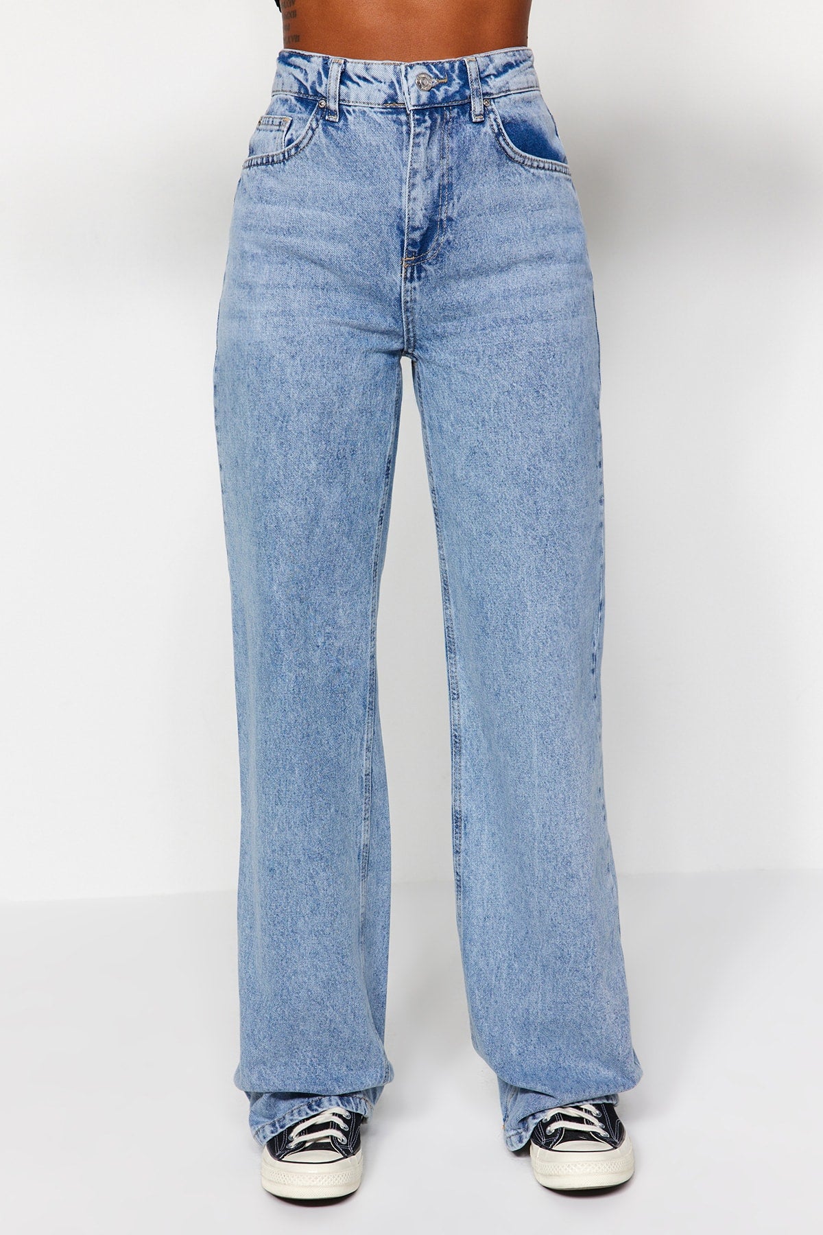 Açık Mavi Yüksek Bel Wide Leg Geniş Paça %100 Pamuk Non-Stretch Jeans TWOAW24JE00074 Main image