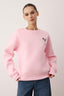 Açık Pembe Animal Nakışlı Regular/Normal Kalıp Kalın İçi Polarlı Örme Sweatshirt TWOAW24SW00196