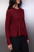 Bordo Bisiklet Yaka Etek Ucu Volanlı Triko Hırka TWOAW26HI00232