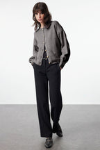 Antrasit Düğme Detaylı Yumuşak Dokulu Triko Hırka TWOAW25HI00147