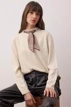 Bej Fular Yaka Detaylı Triko Kazak TWOAW26KZ00271