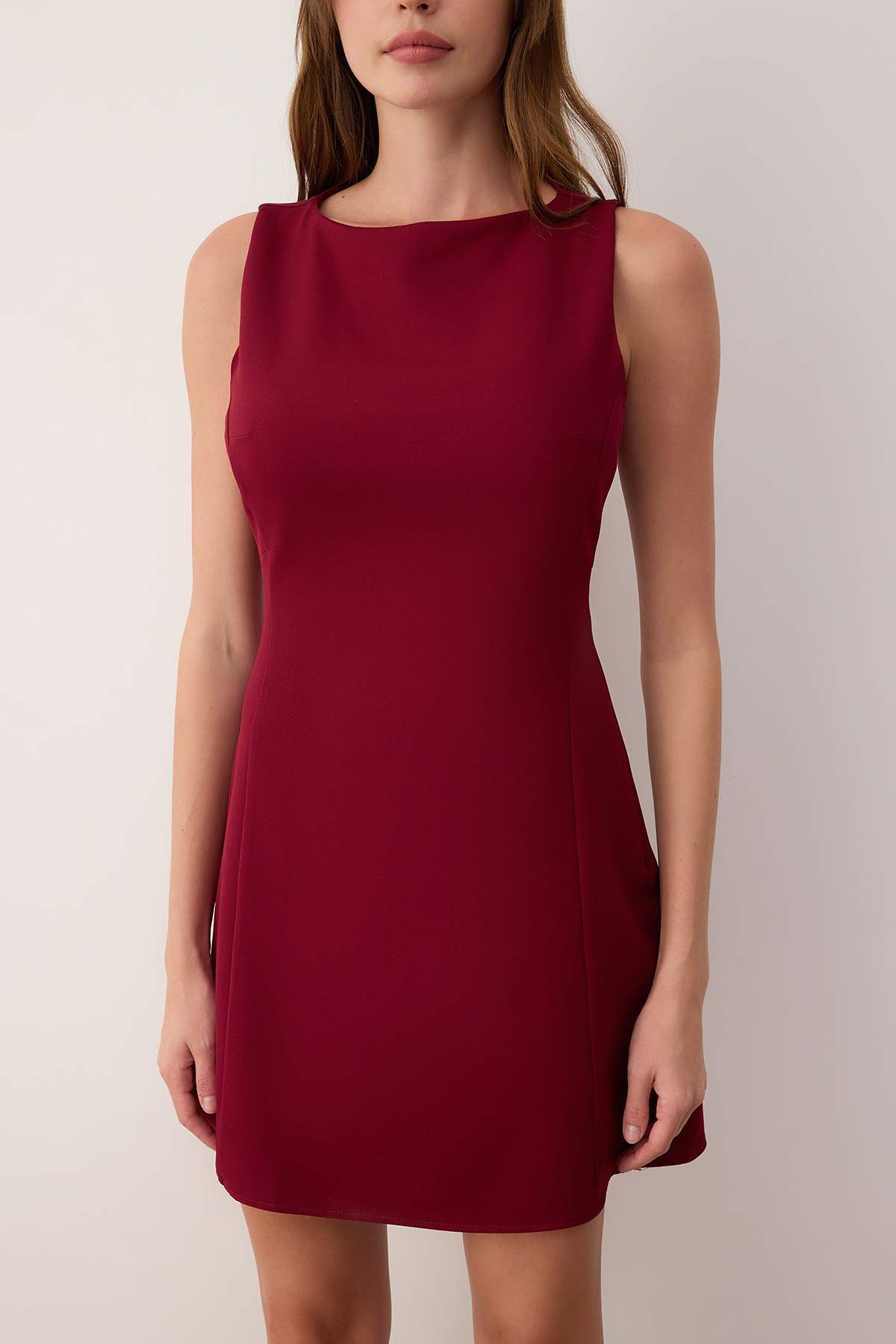 Bordo A-Kesim Mini Dokuma Elbise TWOAW25EL00192