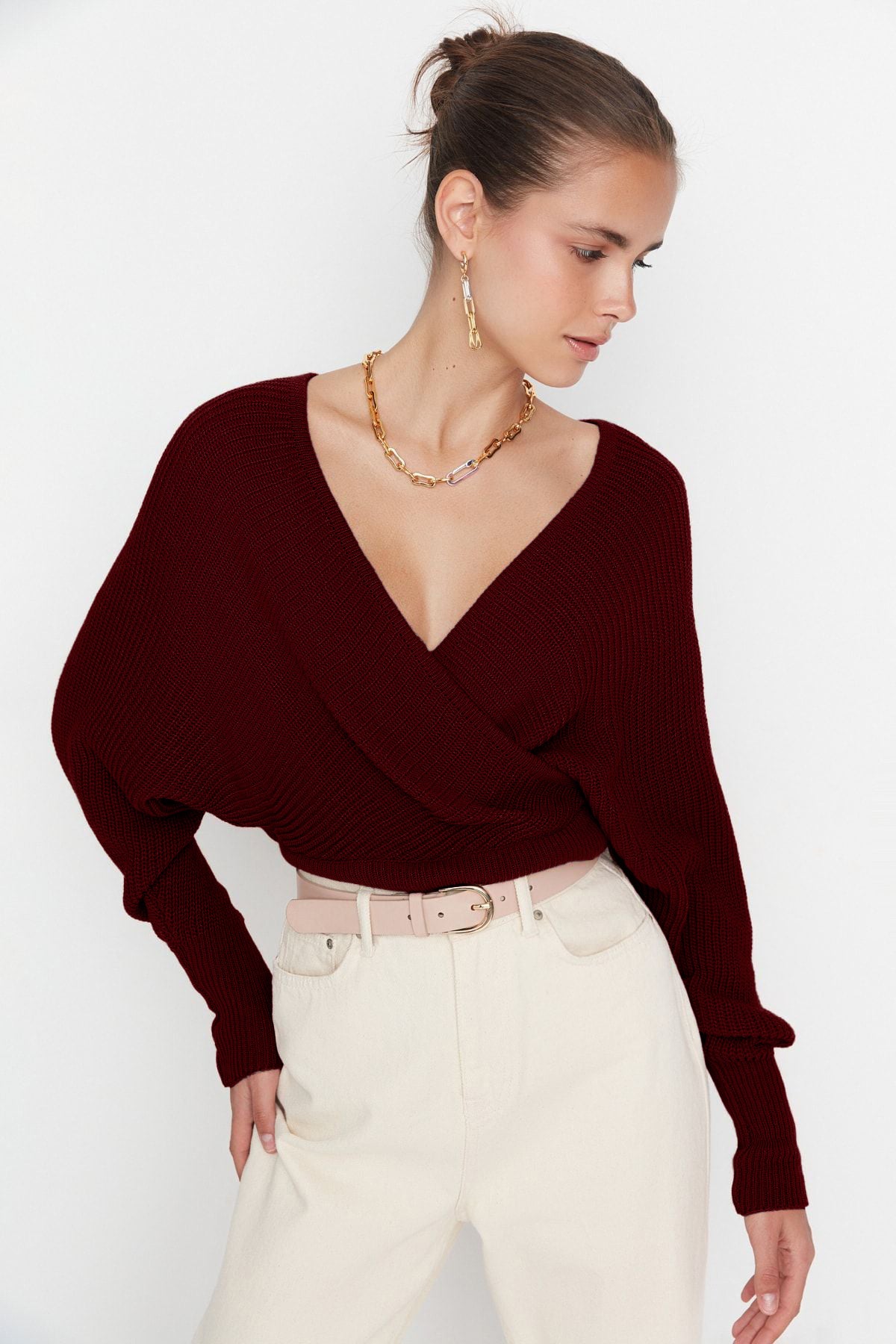 Bordo Kruvaze Triko Kazak TWOAW21KZ1277 Secondary image