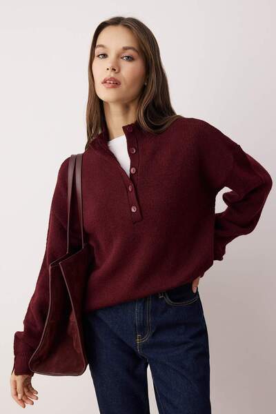 Bordo Wardrobe Essentials Yumuşak Dokulu Geniş Kalıp  Triko Kazak TWOAW26KZ00074 Main image