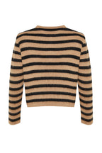 Camel Yumuşak Dokulu Çizgili Ceket Görünümlü Triko Hırka TWOAW24HI00040