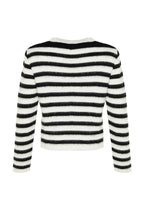 Ekru Yumuşak Dokulu Çizgili Fitted Triko Hırka TWOAW24HI00040