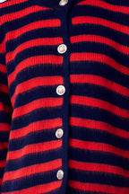 Lacivert Yumuşak Dokulu Çizgili Fitted Triko Hırka TWOAW24HI00040