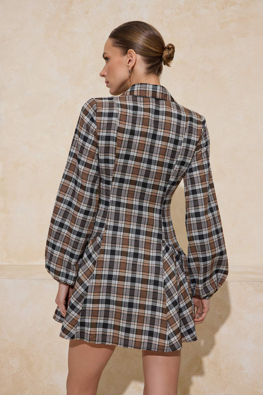 Çok Renkli Ekoseli Süper Süper Mini Dokuma Elbise TWOAW26EL00381