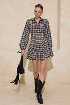 Çok Renkli Ekoseli Süper Süper Mini Dokuma Elbise TWOAW26EL00381