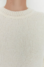 Ekru Geniş Kalıp Yumuşak Dokulu Basic Triko Kazak TWOAW23KZ00185