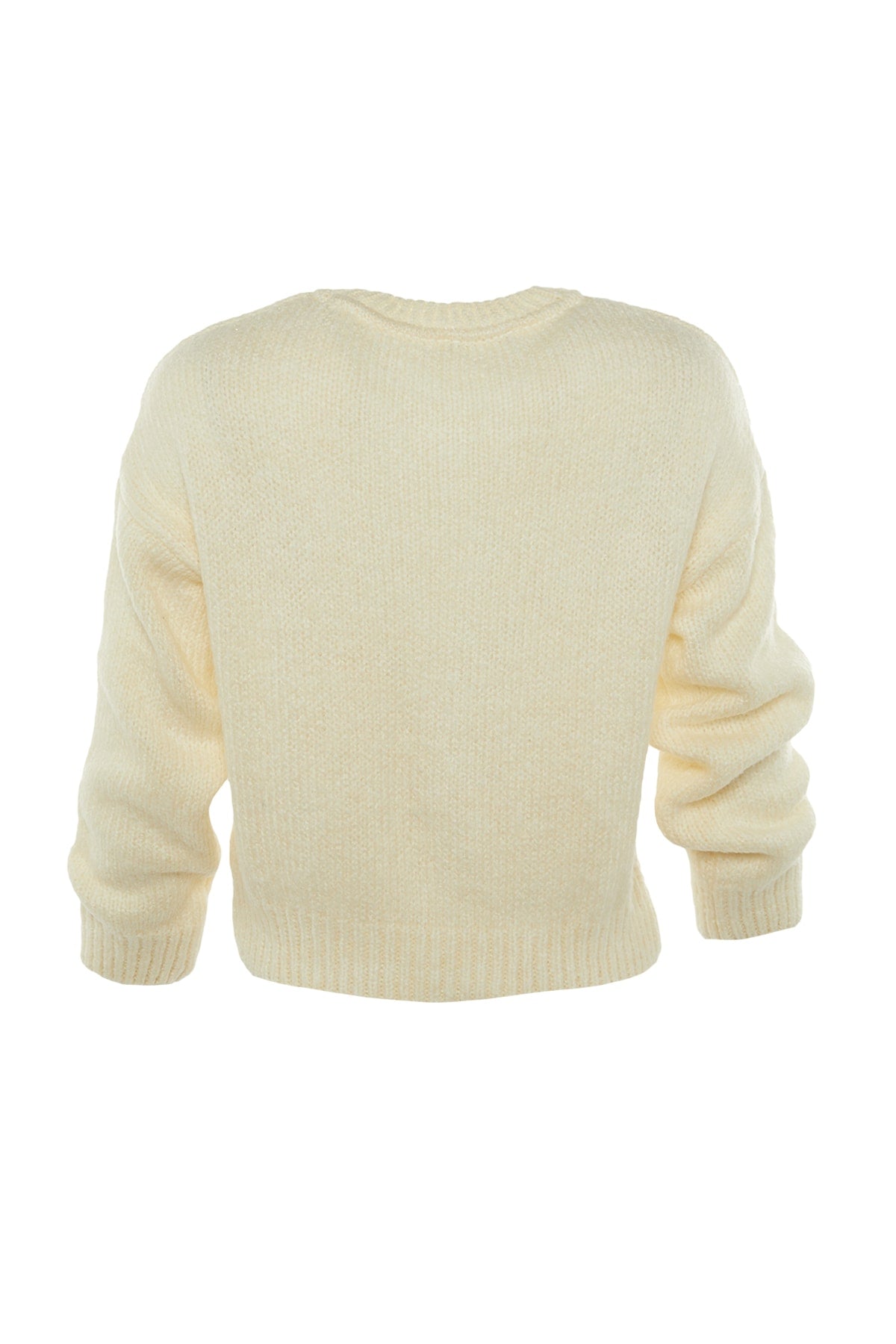 Ekru Geniş Kalıp Yumuşak Dokulu Basic Triko Kazak TWOAW23KZ00185