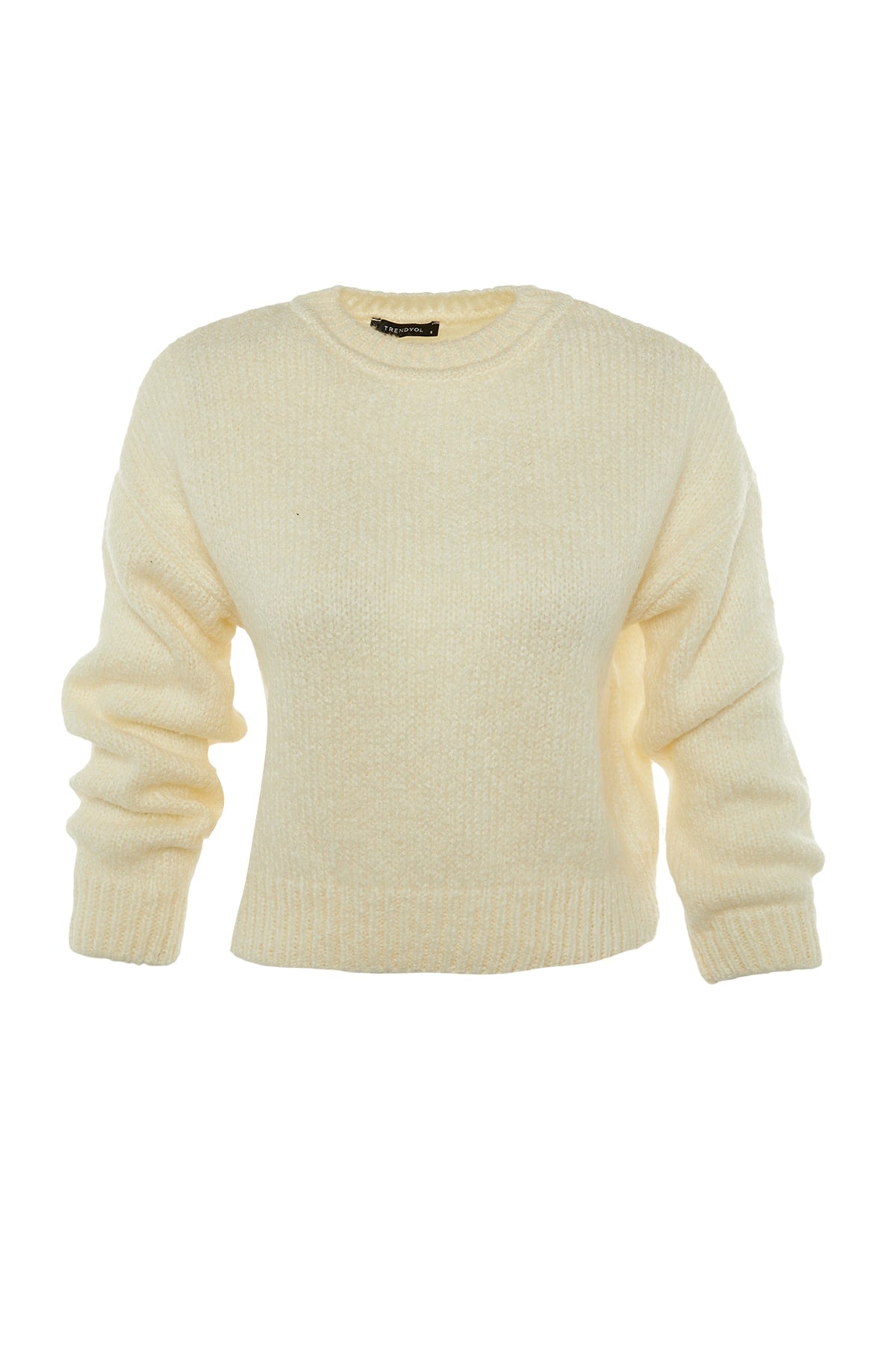 Ekru Geniş Kalıp Yumuşak Dokulu Basic Triko Kazak TWOAW23KZ00185