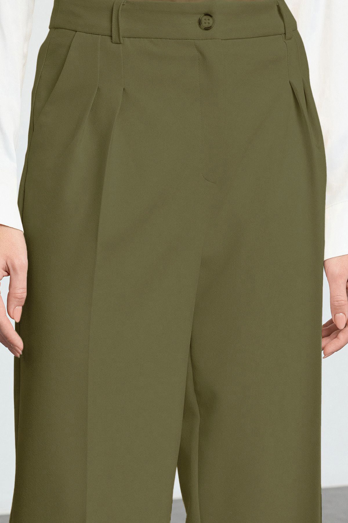 Açık Haki Pilili Wide Leg/Geniş Paça Pantolon TWOAW25PL00109 Palazzo Secondary image