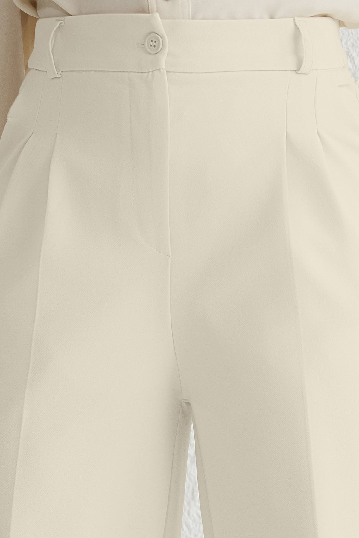 Ekru Pilili Wide Leg/Geniş Paça Dokuma Pantolon TWOAW25PL00109 Palazzo