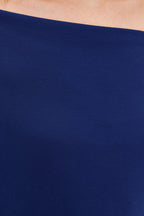 Açık Lacivert Premium Yumuşak Kumaşlı Fitted/Vücuda Oturan Kayık Yaka Örme Bluz TWOAW24BZ00227