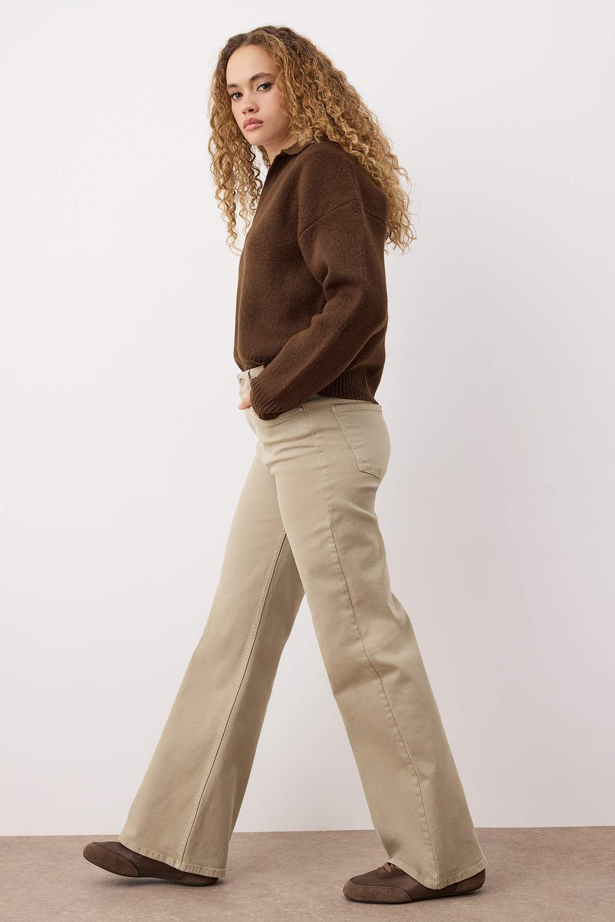 Taş  Yüksek Bel Comfort/Esnek Wide Leg Jeans TWOAW25JE00309 Secondary image