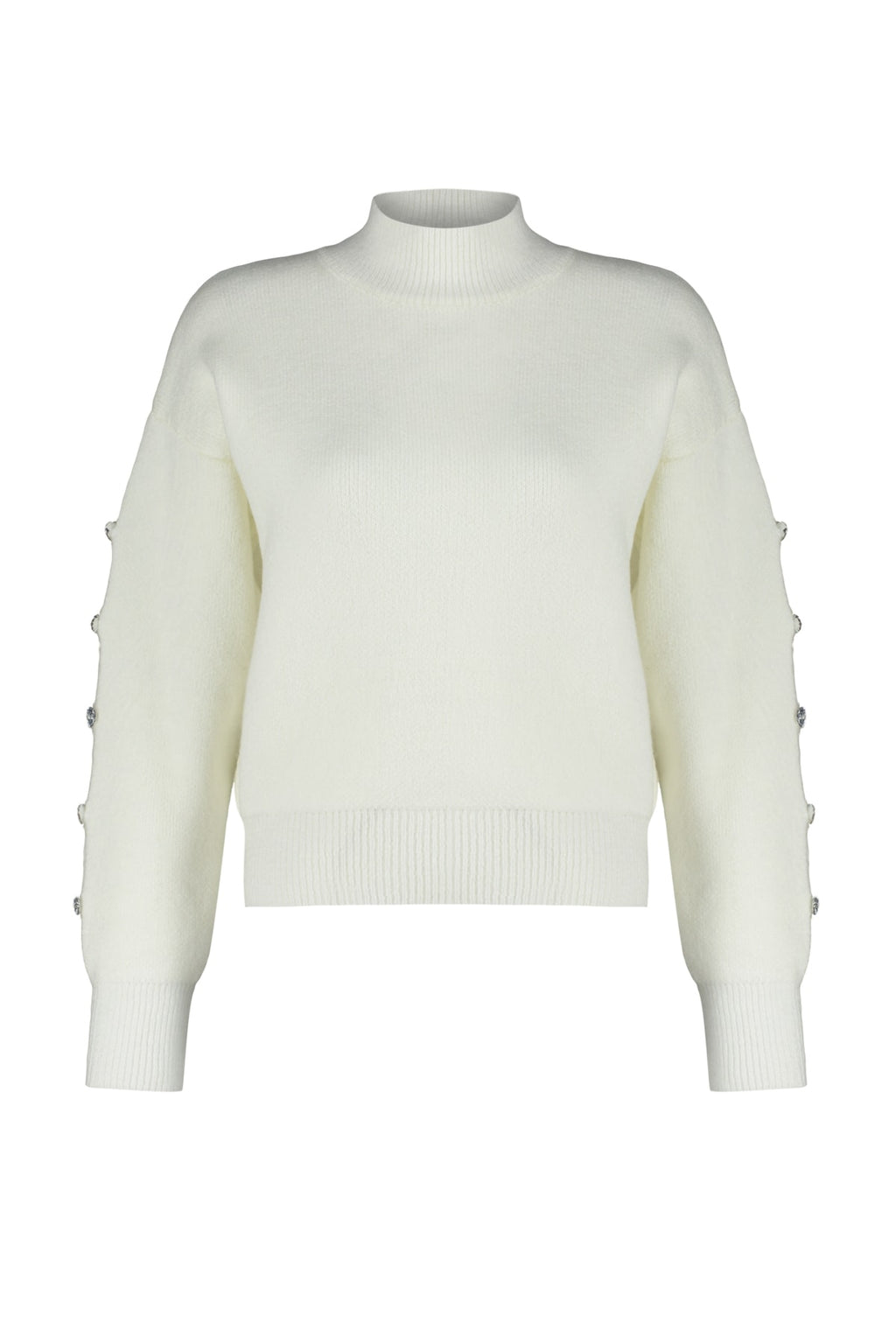 Ekru Yumuşak Dokulu Düğme Detaylı Triko Kazak TWOAW24KZ00384