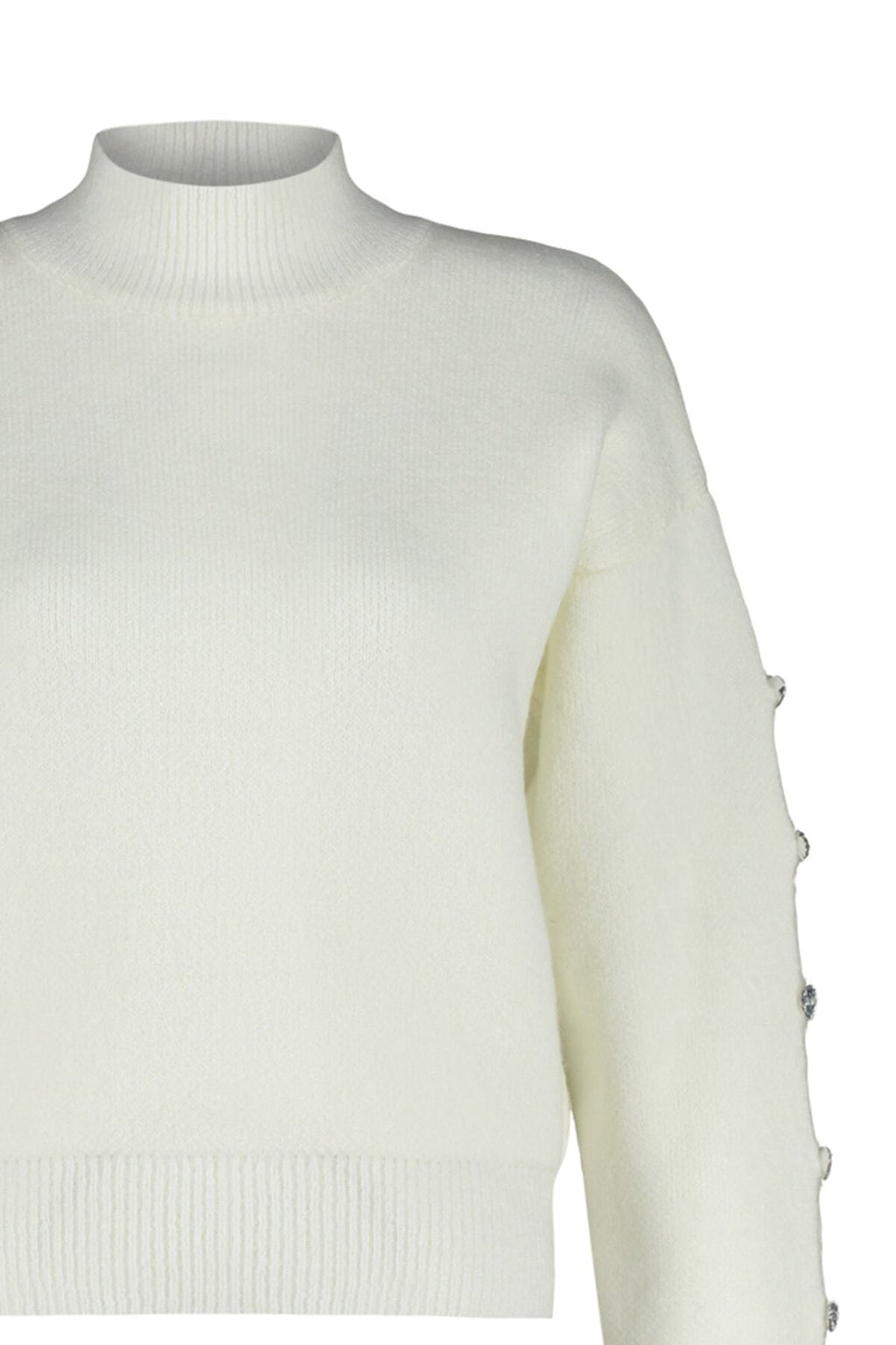 Ekru Yumuşak Dokulu Düğme Detaylı Triko Kazak TWOAW24KZ00384