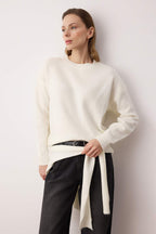 Ekru Yumuşak Dokulu Geniş Kalıp Şallı Triko Kazak TWOAW26KZ00166