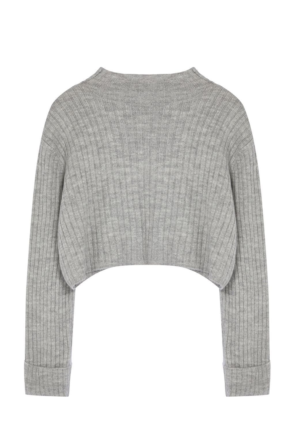 Gri Crop Yumuşak Dokulu Dik Yaka Triko Hırka TWOAW22HI0174