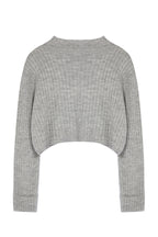 Gri Crop Yumuşak Dokulu Dik Yaka Triko Hırka TWOAW22HI0174